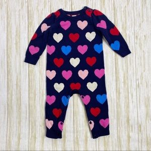 Baby Gap Blue & Multi Color Heart Knit One Piece Outfit